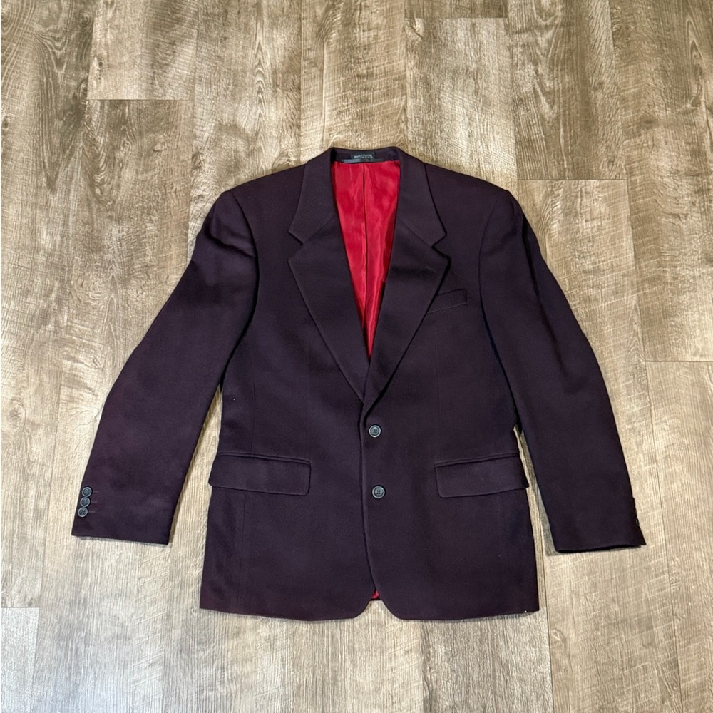 Vintage men’s wool/cashmere dark purple suit jacket sports coat blazer
